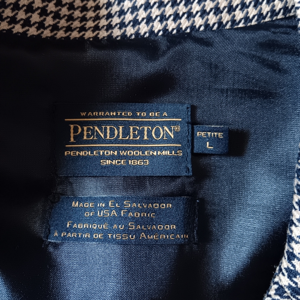 Pendleton Women's Houndstooth Blazer with Striped Hem - Picture 3 of 4